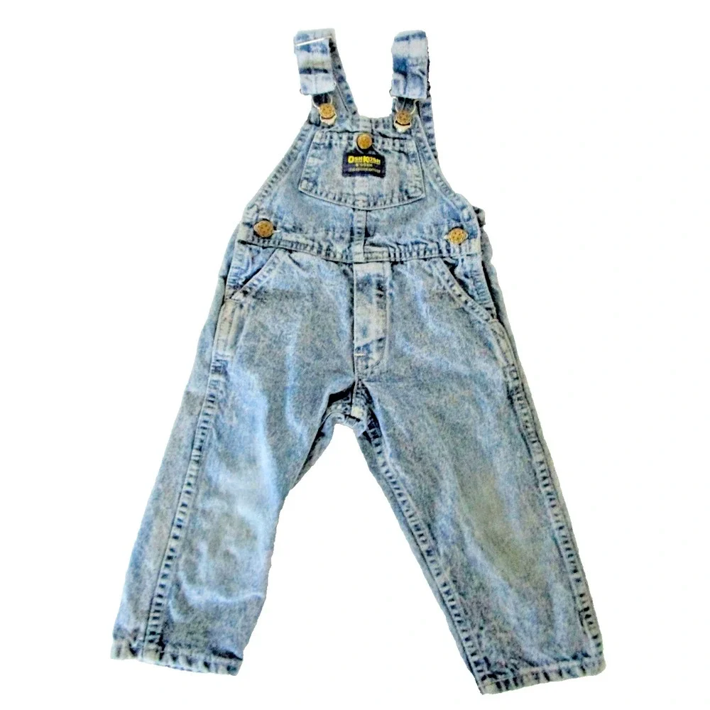 VINTAGE Osh Kosh B'Gosh Overalls Vestbak 2T 24 Months Blue Denim Bib USA Made